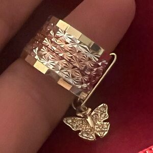 Rose and gold tone Butterfly Ring size 9